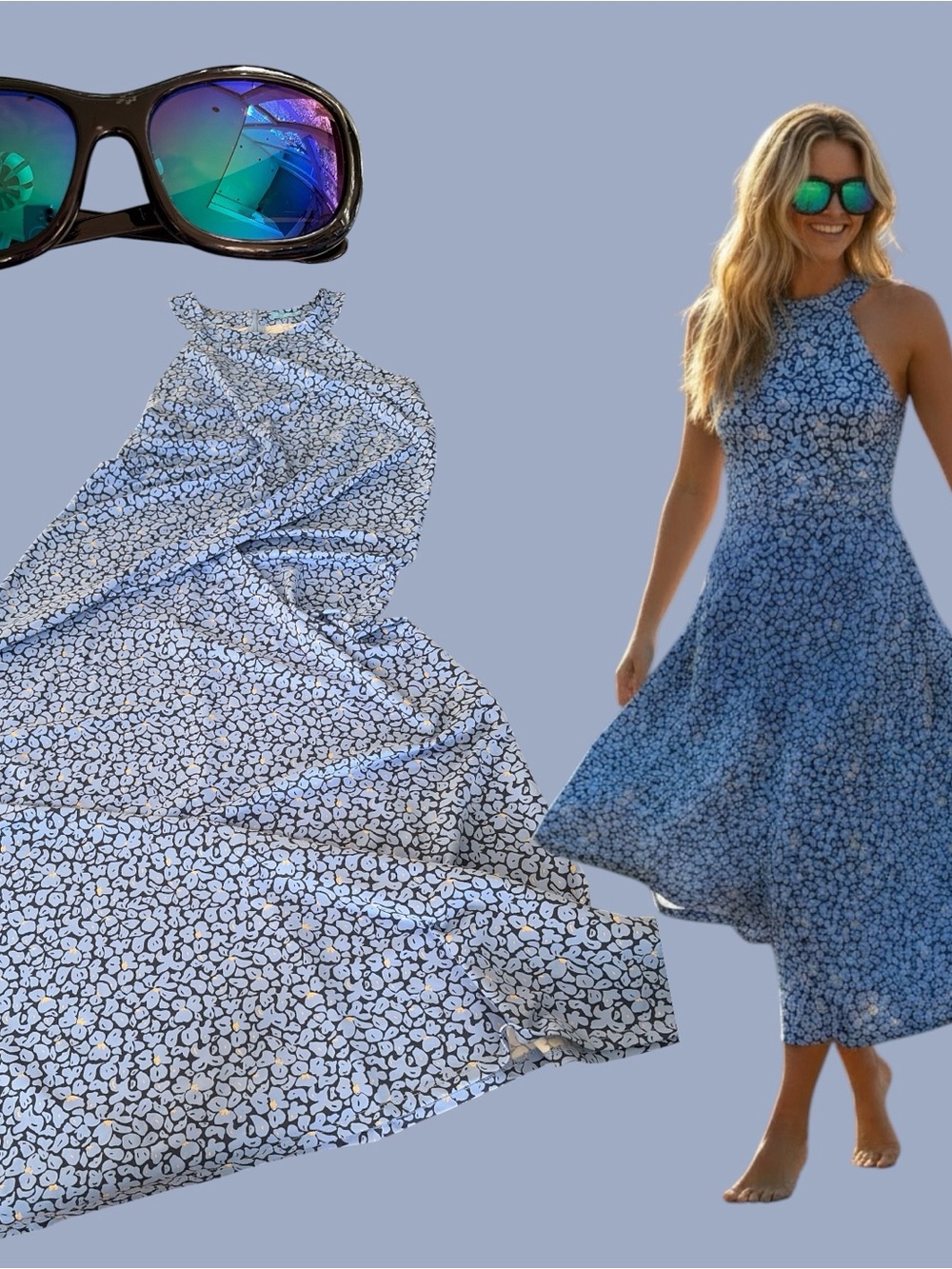 Sleeveless Blue Floral Maxi Dress - Lightweight Summer Style